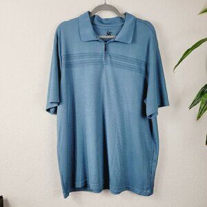R&R Casuals Sz XXL 1/4 Zip Polo Shirt Collared Blue Business Casual Ribbed Soft